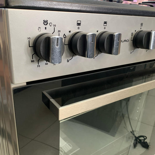 CUISINIERE ENDURO 4FEUX 60X60 A GAZ 2 BOUTTONS CONTROLE ALLUMAGE ELECTRIQUE GRIS AFS6040G