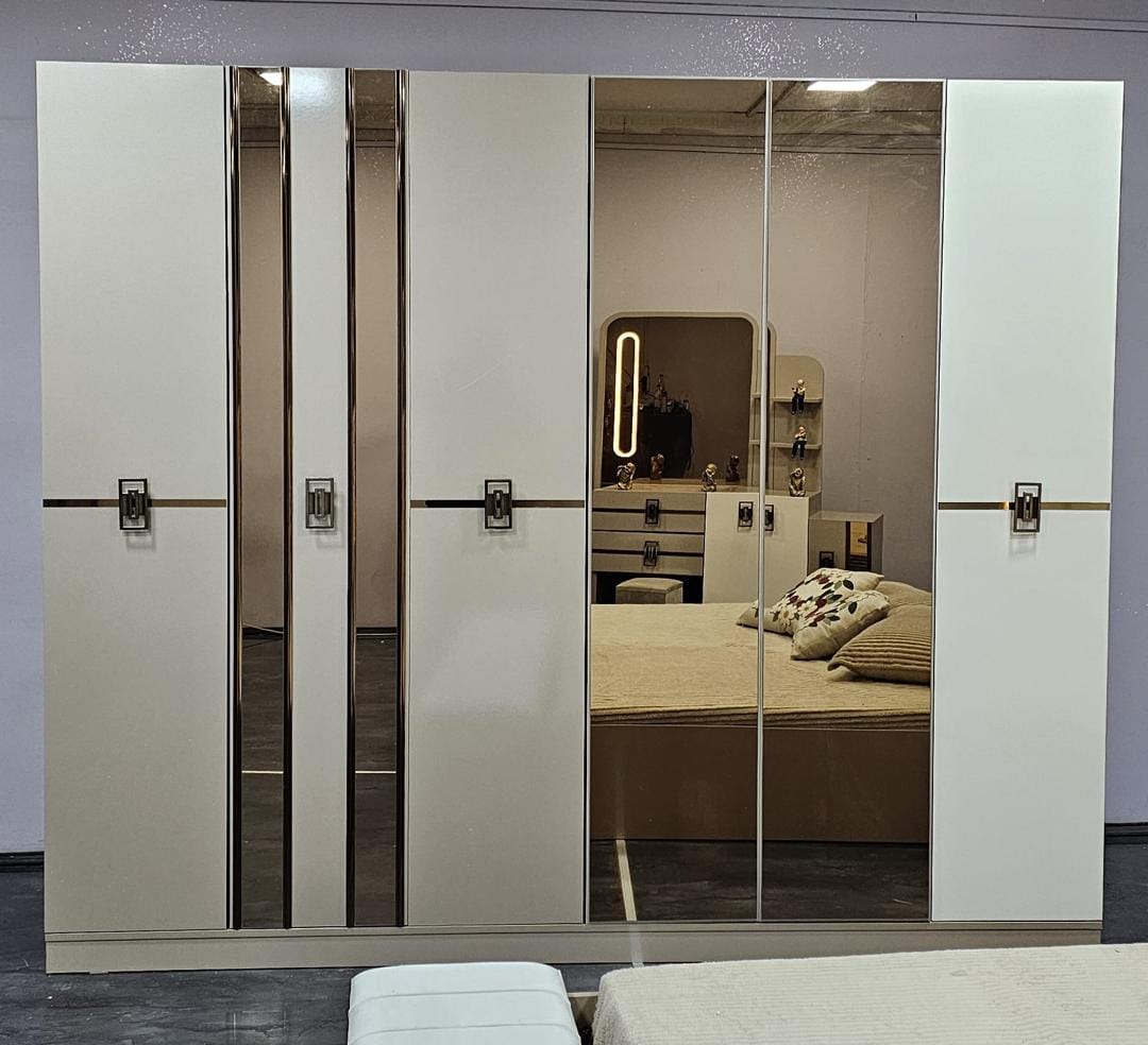 CHAMBRE A COUCHER 6BATTANTS 6PIECES BEIGE LORA CHAMBRE A COUCHER 6BATTANTS 6PIECES BEIGE LORA