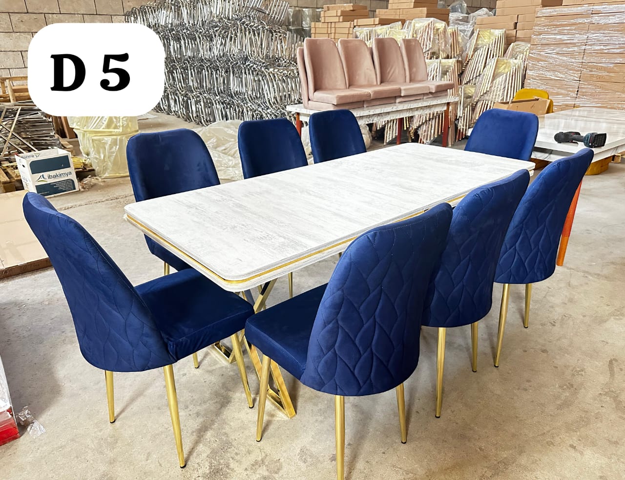 TABLE A MANGER 8 PLACES 180X80 METAL BLEU BLANC D5 TABLE A MANGER 8 PLACES 180X80 METAL BLEU BLANC D5