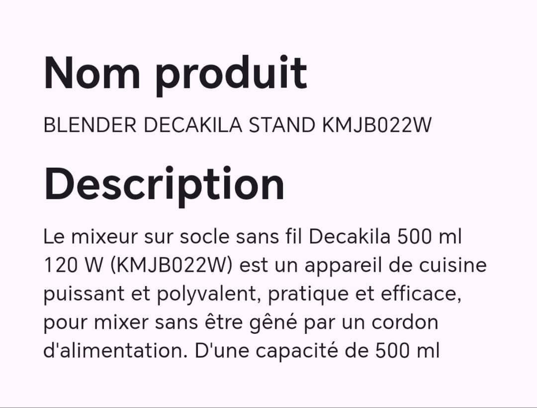 MIXEUR BLENDER DECAKILA STAND KMJB022W MIXEUR BLENDER DECAKILA STAND KMJB022W