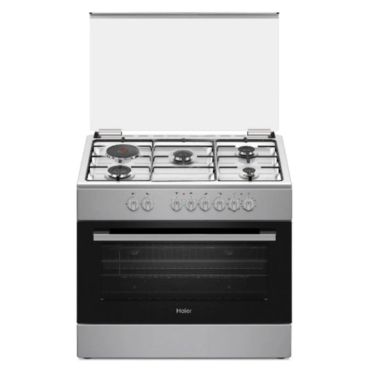 CUISINIERE HAIER 5FEUX 90X60: 4FEUX A GAZ + 1FEU ELECTRIQUE + FOUR ELECTRIQUE GRIS HCR6041EESB