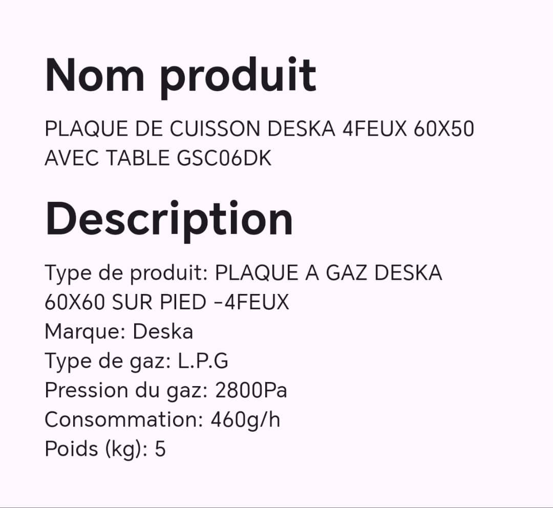 PLAQUE DE CUISSON DESKA 4FEUX 60X60 AVEC TABLE GSC06DK PLAQUE DE CUISSON DESKA 4FEUX 60X60 AVEC TABLE GSC06DK