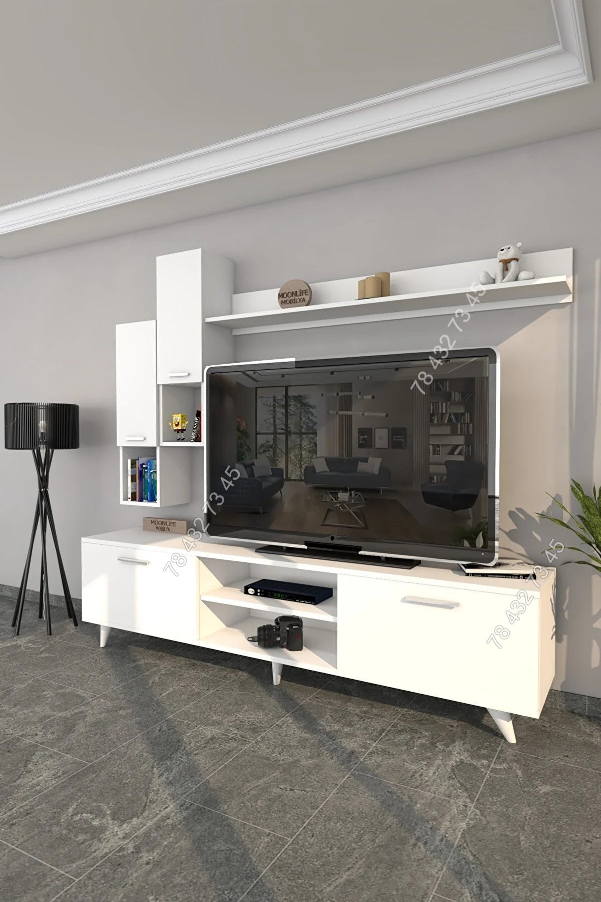 Meuble TV Blanc - 1m80 Meuble TV Blanc - 1m80