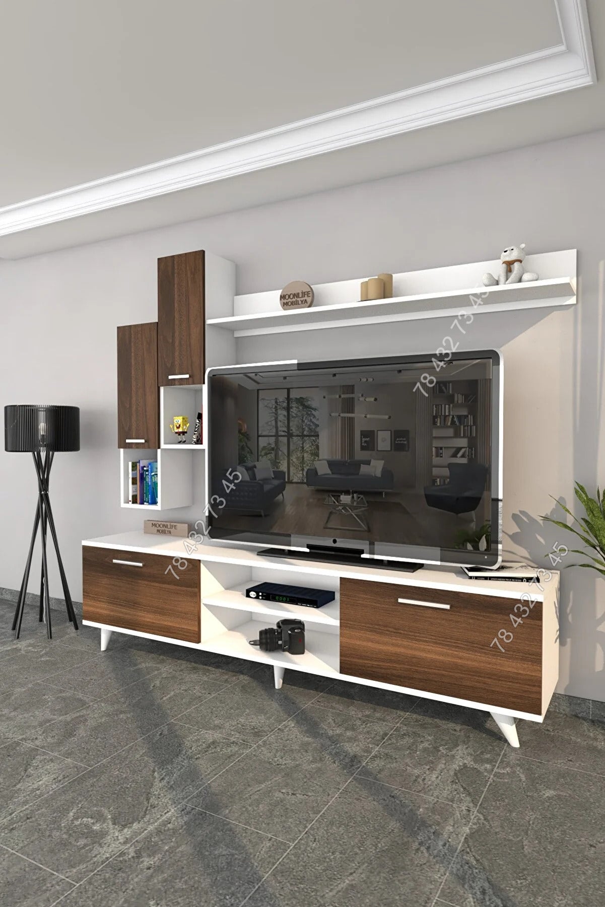 Meuble TV Marron Blanc - 1m80 Meuble TV Marron Blanc - 1m80