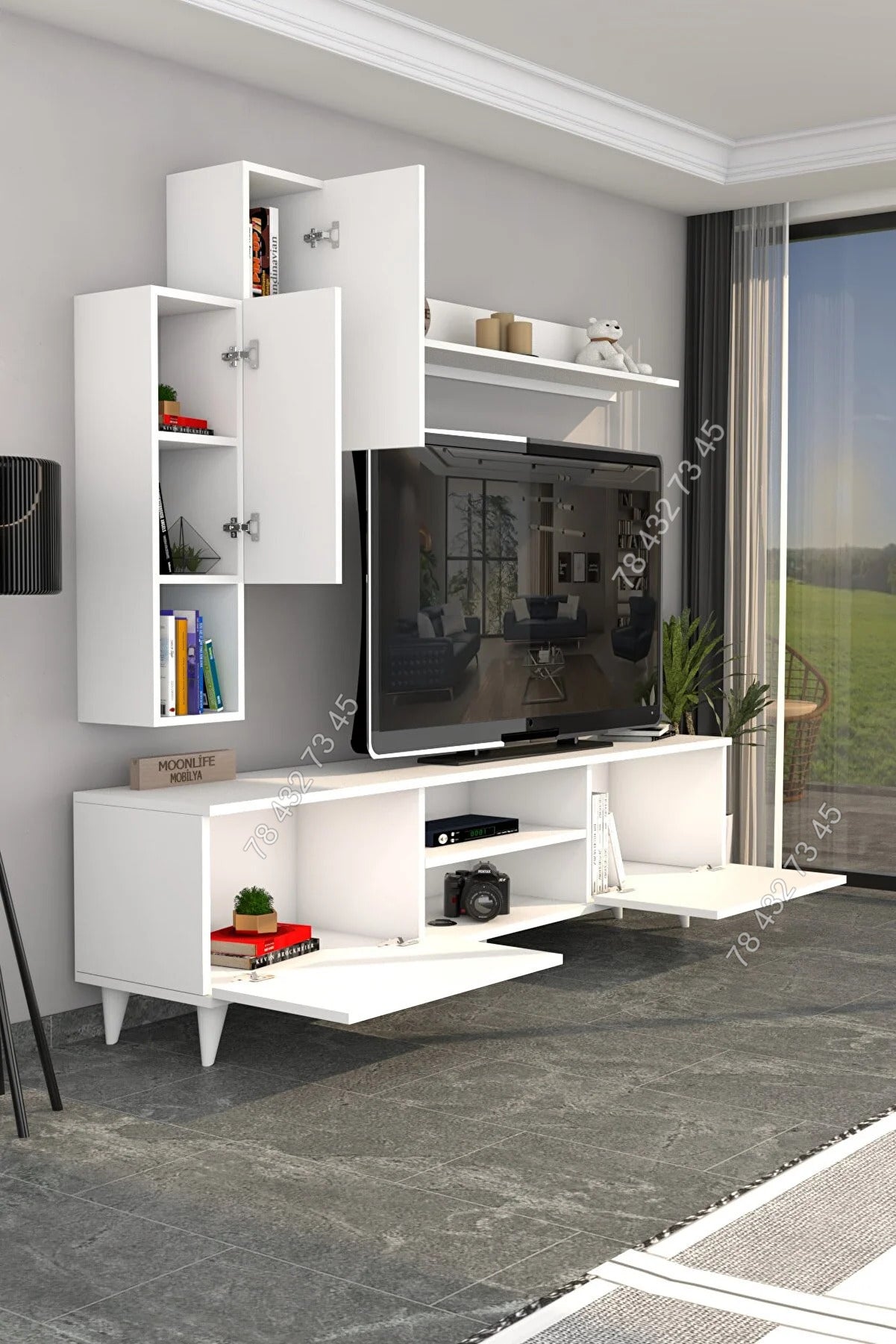 Meuble TV Blanc - 1m80 Meuble TV Blanc - 1m80
