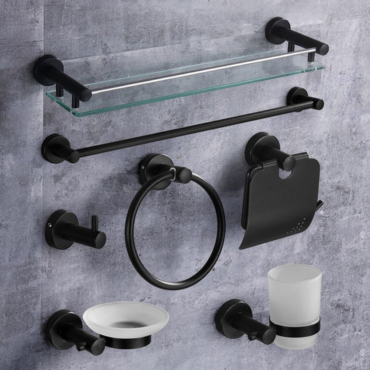 Accessoires de salle de bain 7 pièces - Finition chromée | Porte-serviettes, porte-savon, porte-papier toilette et plus encore en acier inoxydable | Rangement et organisation pour salle de bain | Accessoires de salle de bain modernes