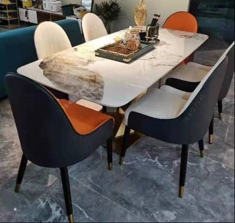 Table A Manger - Marbre en Marron et Blanc