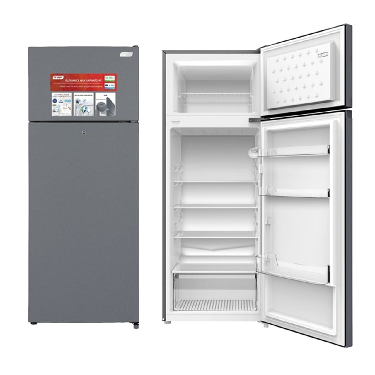 Réfrigérateur smart technology 2 portes 250 litres gris STR345M Réfrigérateur smart technology 2 portes 250 litres gris STR345M