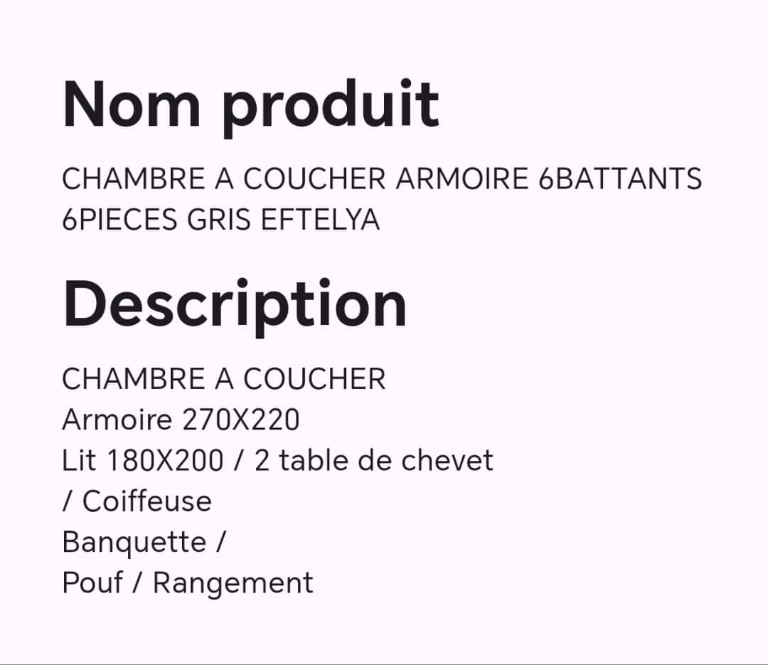CHALBRE A COUCHER ARMOIRE 6BATTANTS 6PIECES GRIS EFTELYA CHALBRE A COUCHER ARMOIRE 6BATTANTS 6PIECES GRIS EFTELYA