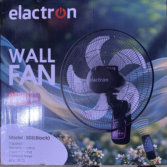 VENTILATEUR ELACTRON 18' MURAL AVEC TELECOMMANDE NOIR LB08