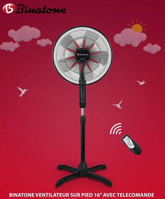 VENTILATEUR BINATONE 16" SUR PIED AVEC COMMANDE A1612RC