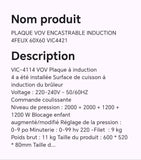 PLAQUE VOV ENCASTRABLE INDUCTION 4FEUX 60X60 VIC4421 PLAQUE VOV ENCASTRABLE INDUCTION 4FEUX 60X60 VIC4421