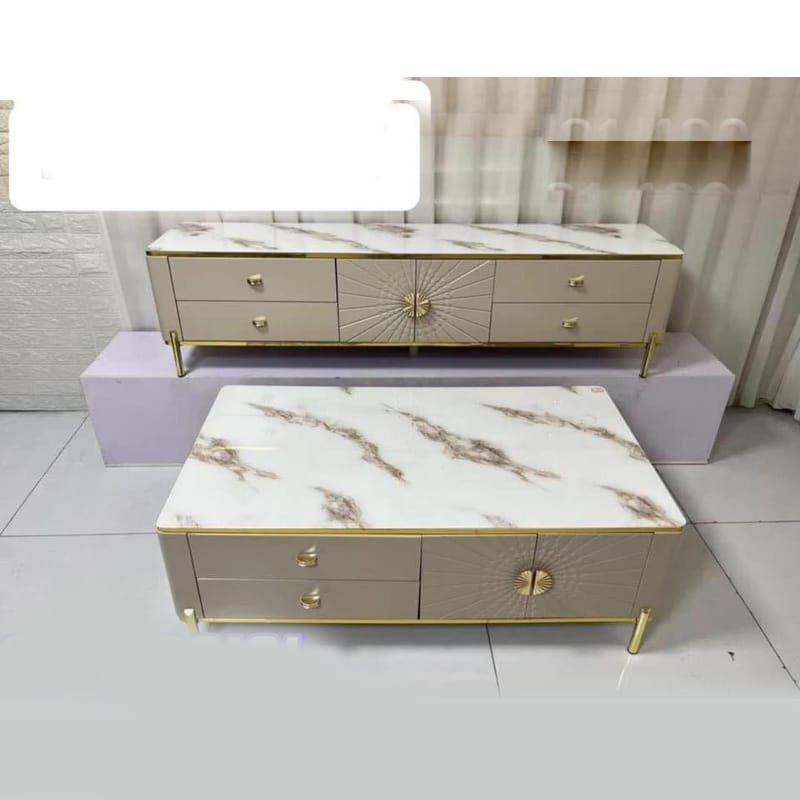 TABLE TELEVISEUR BEIGE BLANC MARBRE 200X40X46 66-20 + TABLE BASSE 130X70 66-13 TABLE TELEVISEUR BEIGE BLANC MARBRE 200X40X46 66-20 + TABLE BASSE 130X70 66-13