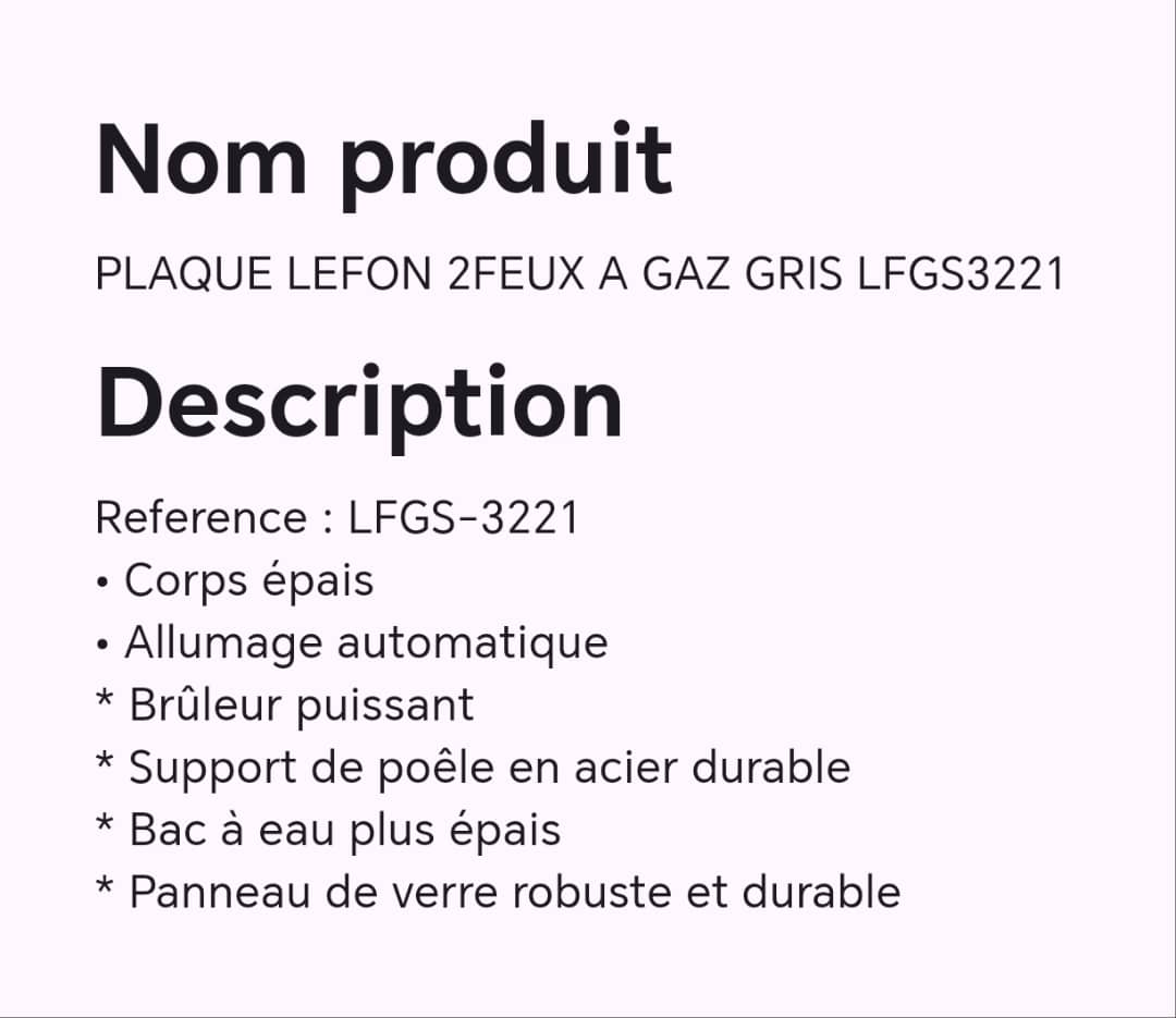 PLAQUE LEFON 2FEUX A GAZ GRIS LFGS3221 PLAQUE LEFON 2FEUX A GAZ GRIS LFGS3221