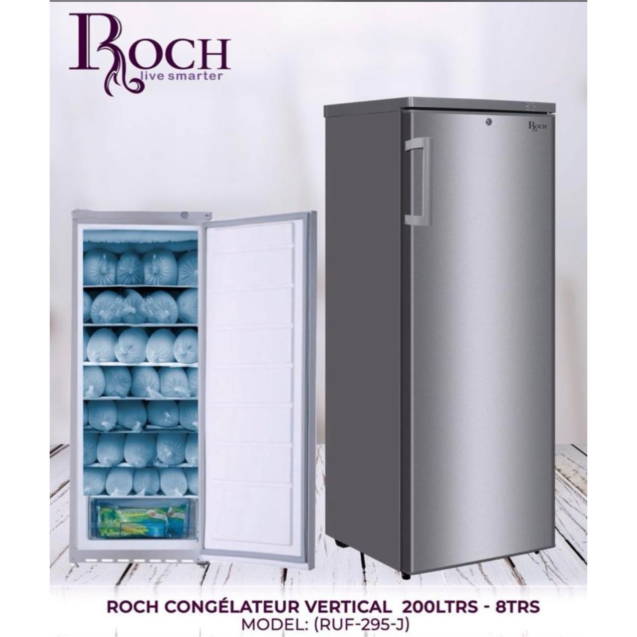 CONGELATEUR ROCH VERTICAL 8TIROIRS PLAQUE ALUMINIUM GRIS RUF295J CONGELATEUR ROCH VERTICAL 8TIROIRS PLAQUE ALUMINIUM GRIS RUF295J