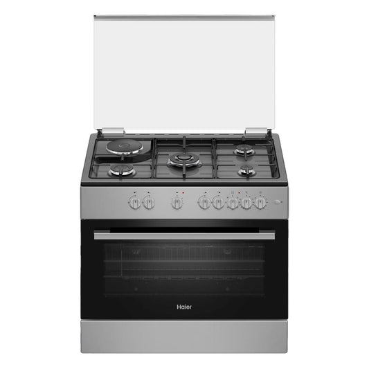 CUISINIERE HAIER 5FEUX 90X60 4FEUX A GAZ + 1FEU ELECTRIQUE GRIS HCR6041EGS