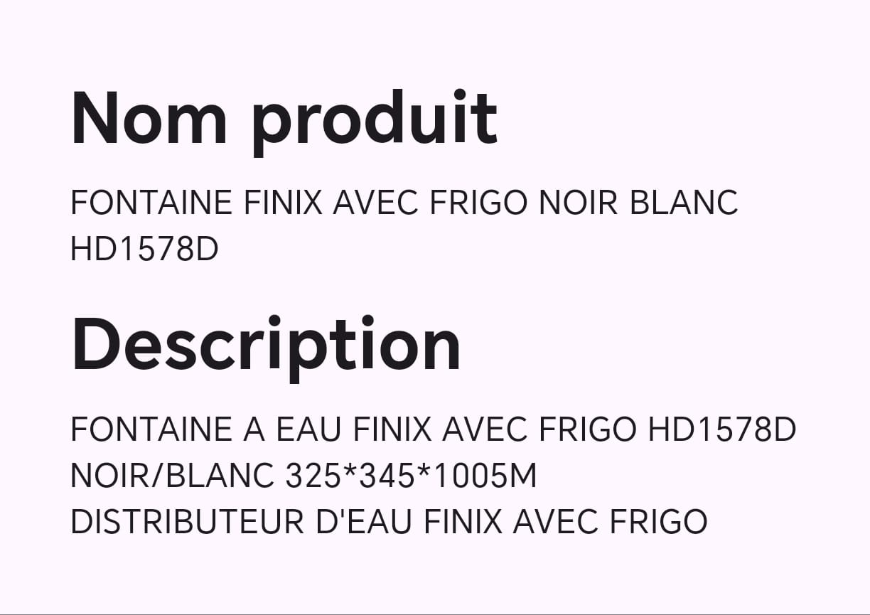 FONTAINE FINIX AVEC FRIGO NOIR BLANC HD1578D FONTAINE FINIX AVEC FRIGO NOIR BLANC HD1578D