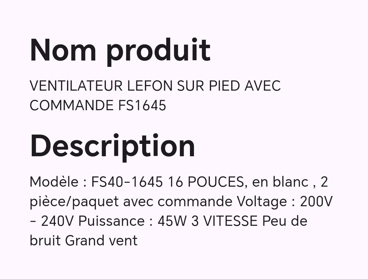 VENTILATEUR LEFON SUR PIED AVEC COMMANDE FS1645 VENTILATEUR LEFON SUR PIED AVEC COMMANDE FS1645