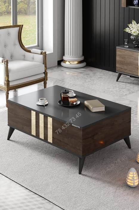 Meuble TV + Table Basse - Marron & Noir - 1m80 Meuble TV + Table Basse - Marron & Noir - 1m80