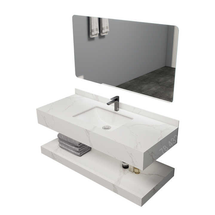 Meuble salle de bain moderne 1m50 - Blanc Meuble salle de bain moderne 1m50 - Blanc