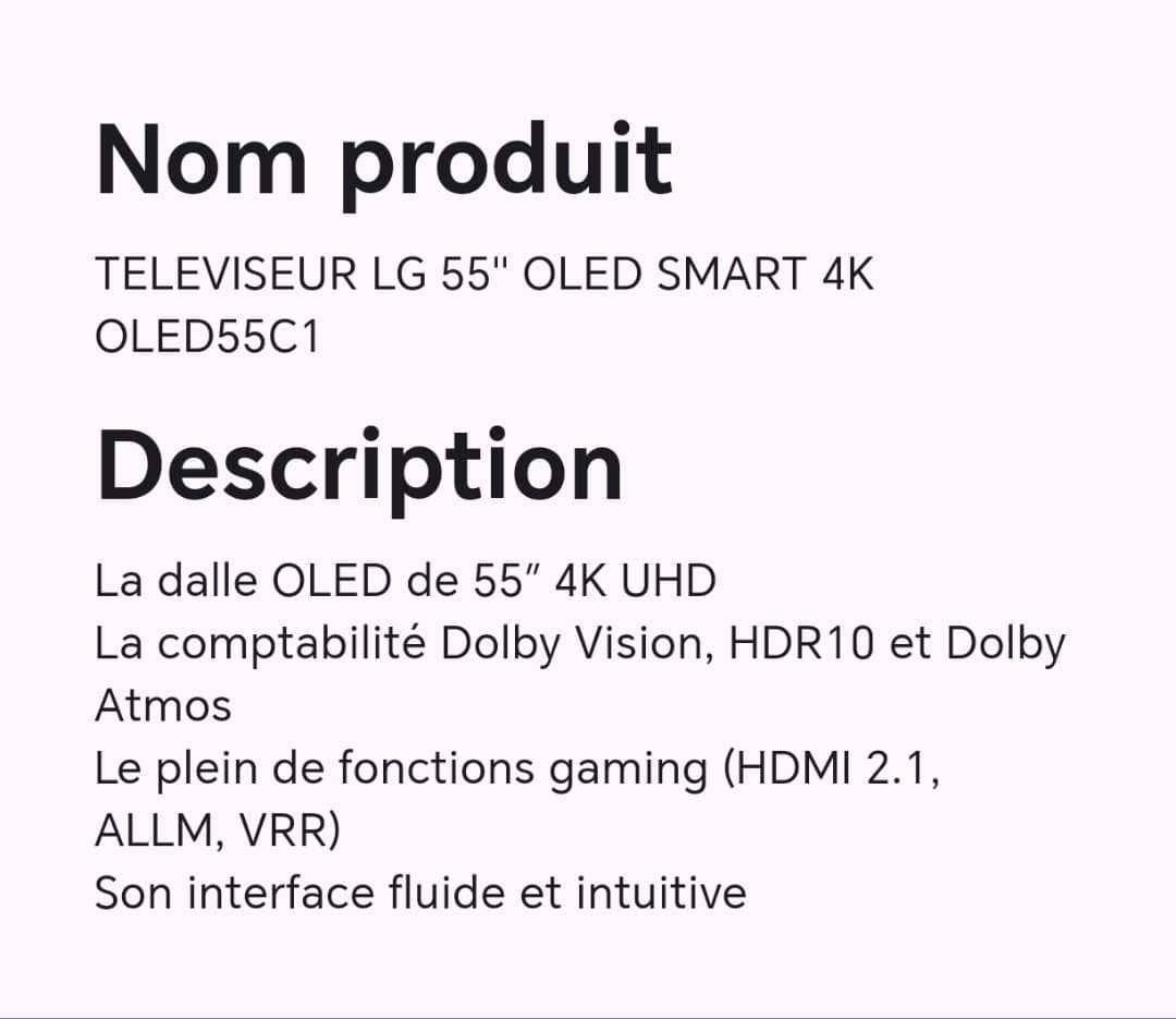 TELEVISEUR LG 55" OLED SMART 4K OLED55C1 TELEVISEUR LG 55" OLED SMART 4K OLED55C1