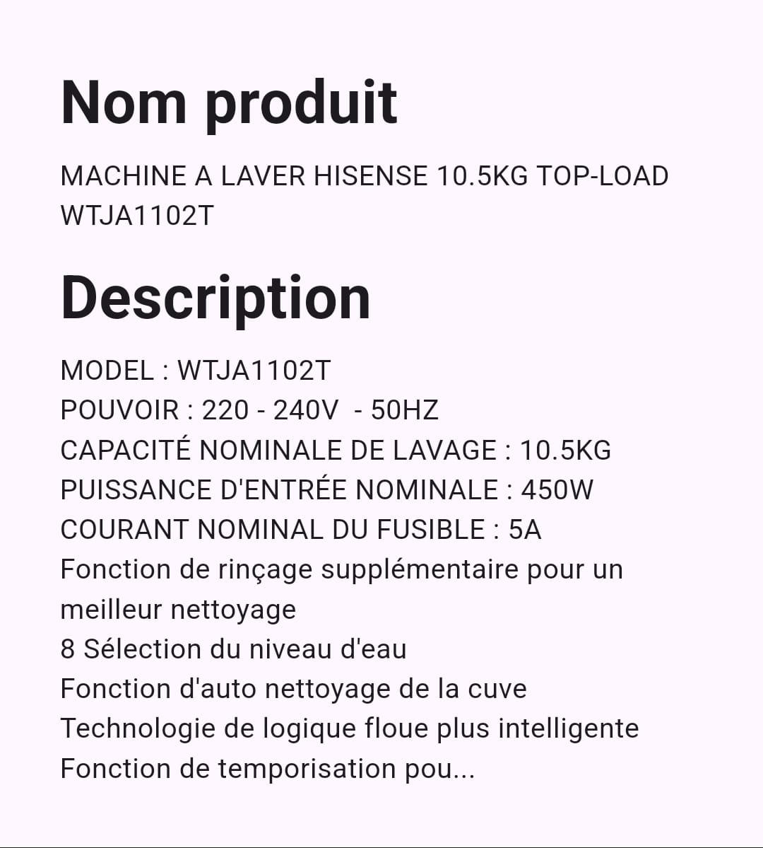 Machine A Laver Hisense 10.5 Kg Blanc Machine A Laver Hisense 10.5 Kg Blanc