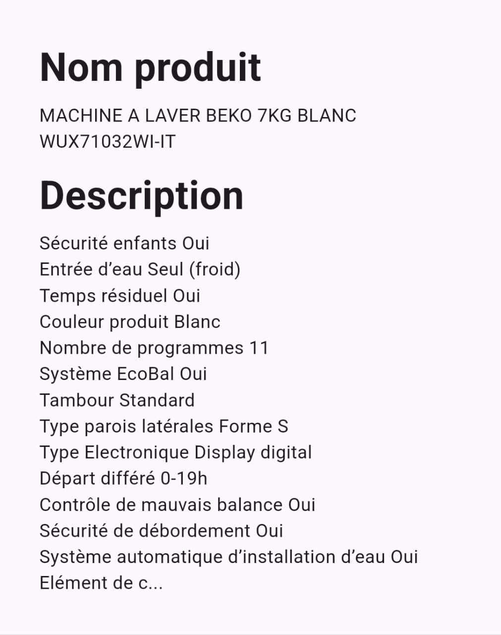Machine A Laver 7 Kg Beko Blanc Machine A Laver 7 Kg Beko Blanc