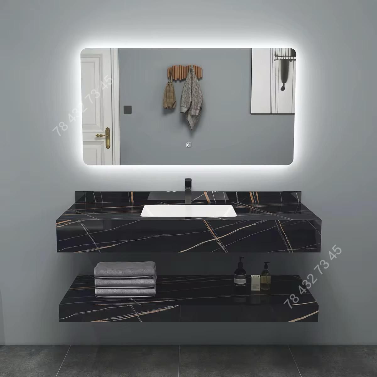 Meuble salle de bain moderne 1m50 - Noir Meuble salle de bain moderne 1m50 - Noir