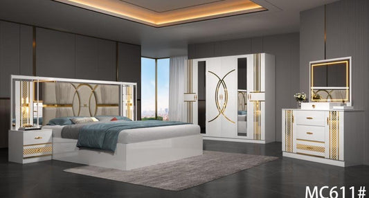 CHAMBRE A COUCHER 6BATTANTS 5PIECES BLANC MC611