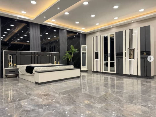 CHAMBRE A COUCHER 6BATTANTS 4PIECES NOIR TURQUE