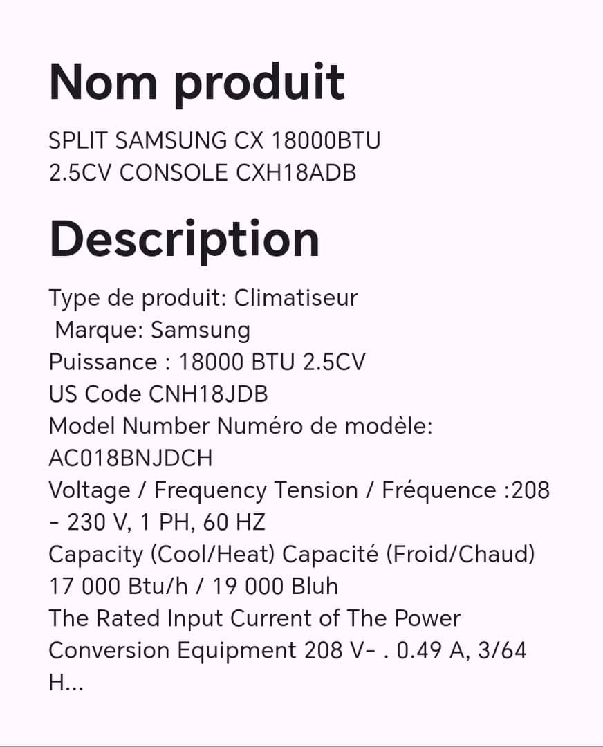 SPLIT SAMSUNG CX 18000BTU 2.5CV CONSOLE CXH18ADB SPLIT SAMSUNG CX 18000BTU 2.5CV CONSOLE CXH18ADB