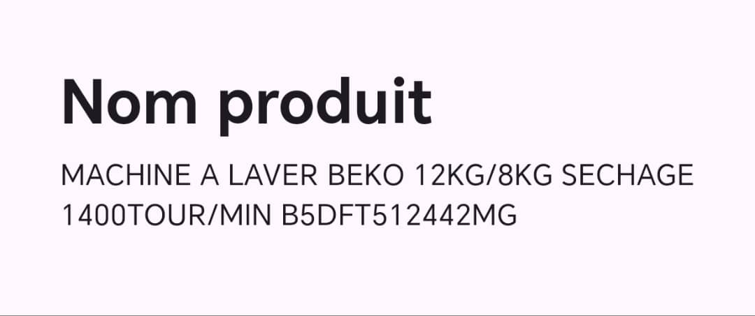 MACHINE A LAVER BEKO 12KG/8KG SECHAGE 1400TOUR/MIN B5DFT512442MG MACHINE A LAVER BEKO 12KG/8KG SECHAGE 1400TOUR/MIN B5DFT512442MG