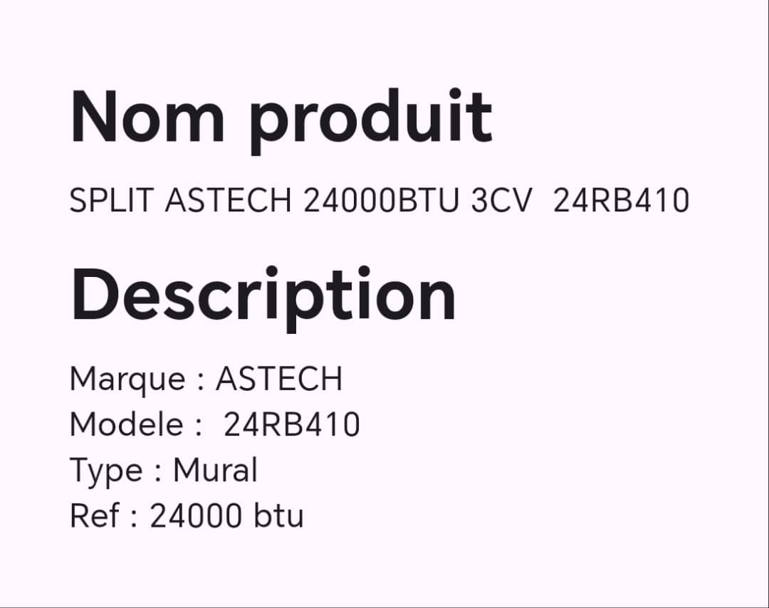 SPLIT ASTECH 24000BTU 3CV 24RB410 SPLIT ASTECH 24000BTU 3CV 24RB410