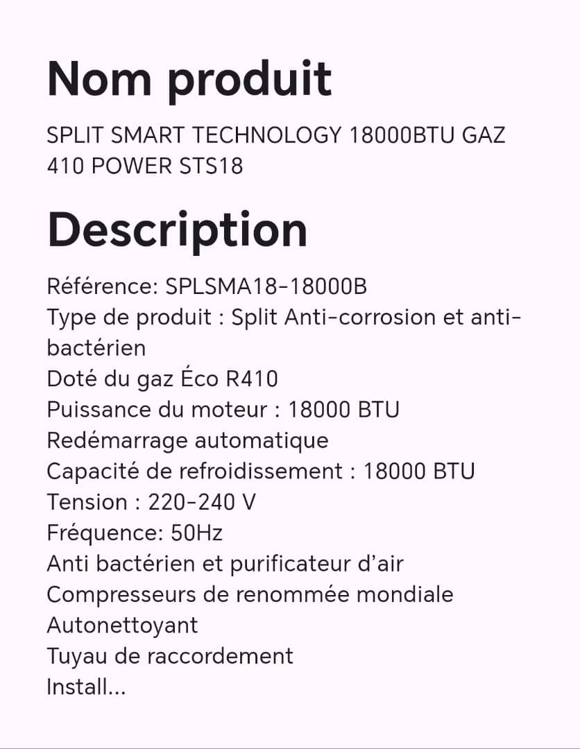 SPLIT SMART TECHNOLOGY 18000BTU GAZ 410 POWER STS18 SPLIT SMART TECHNOLOGY 18000BTU GAZ 410 POWER STS18