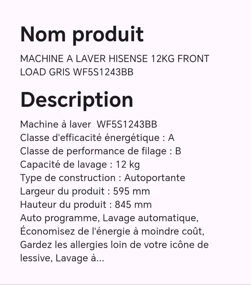 MACHINE A LAVER HISENSE 12KG FRONT LOAD GRIS WF5S1243BB MACHINE A LAVER HISENSE 12KG FRONT LOAD GRIS WF5S1243BB