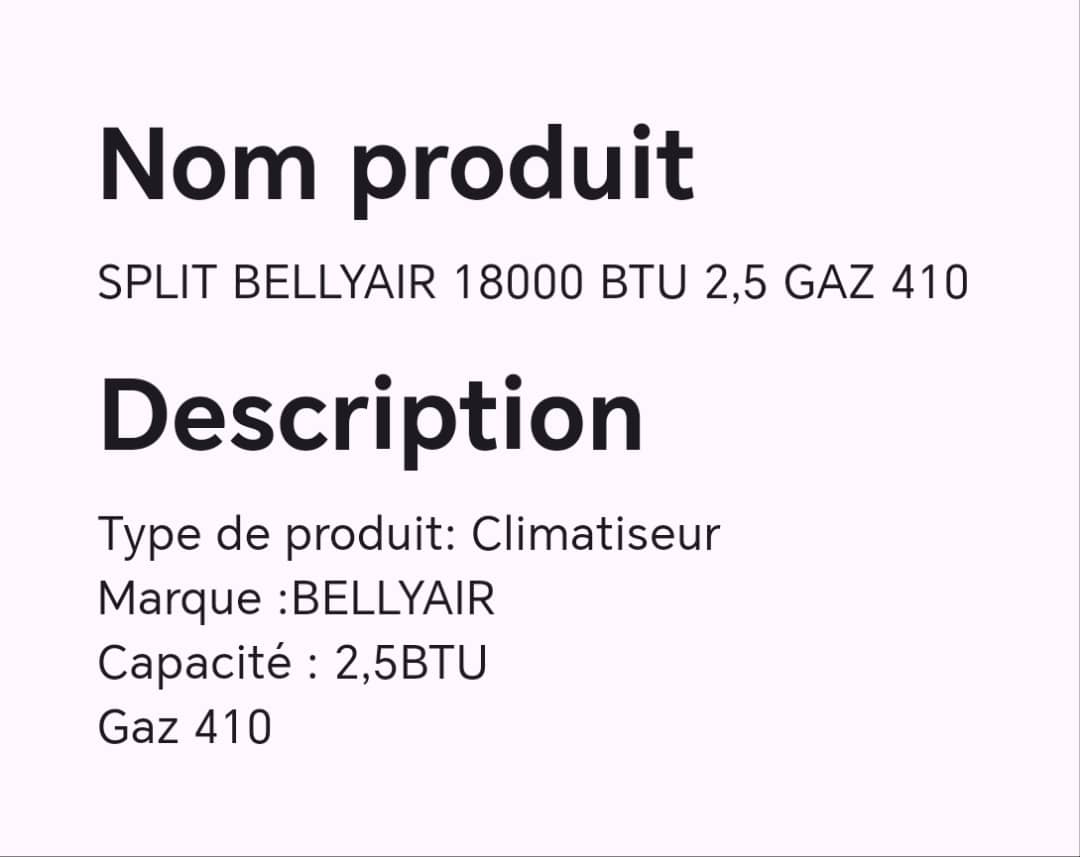 SPLIT BELLYAIR 18000 BTU 2,5 GAZ 410 SPLIT BELLYAIR 18000 BTU 2,5 GAZ 410