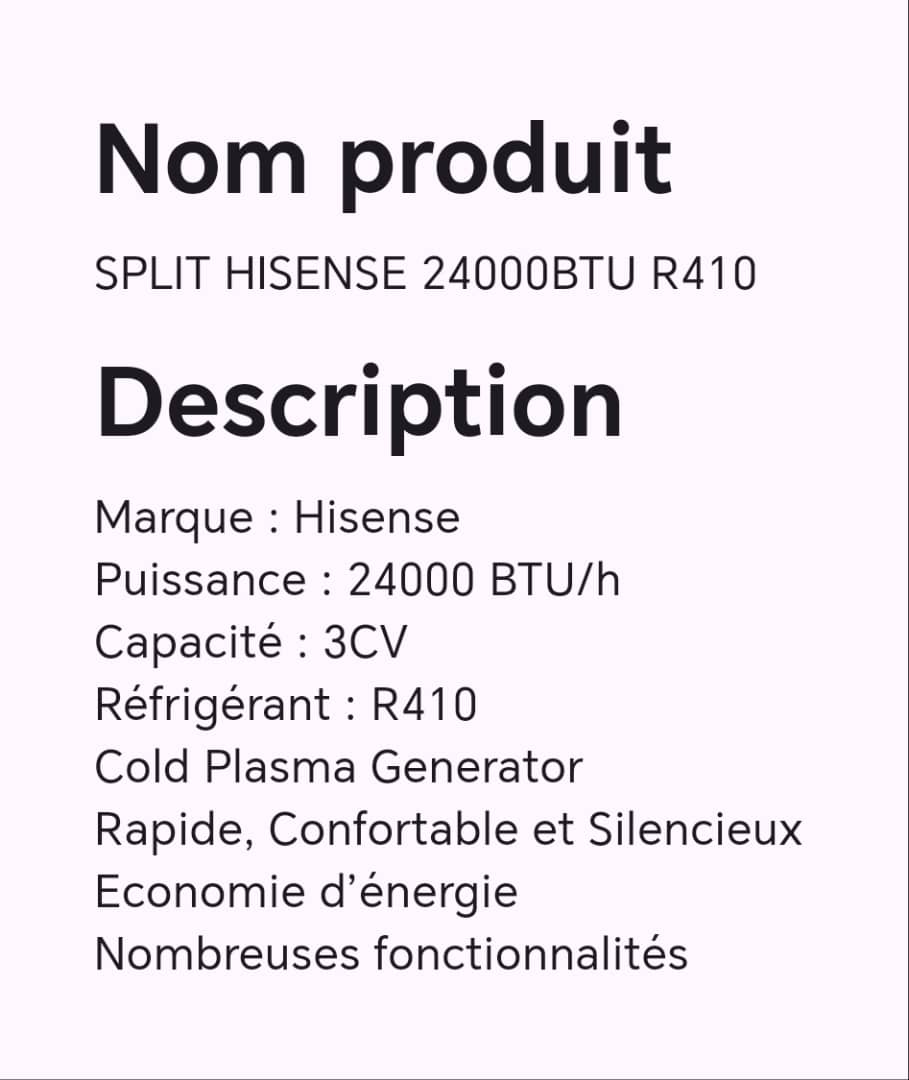 SPLIT HISENSE 24000BTU R410 SPLIT HISENSE 24000BTU R410