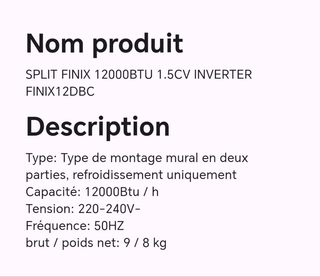 SPLIT FINIX 12000BTU 1.5CV INVERTER FINIX12DBC SPLIT FINIX 12000BTU 1.5CV INVERTER FINIX12DBC
