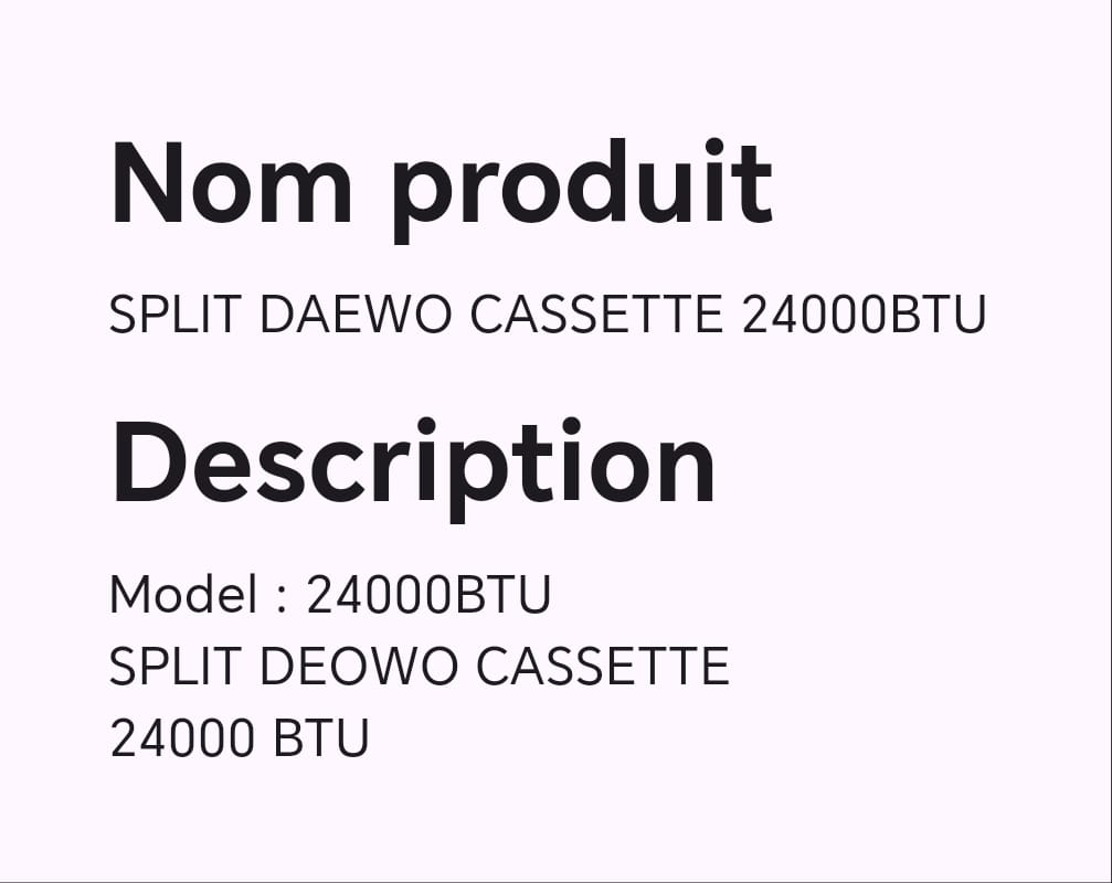SPLIT DAEWO CASSETTE 24000BTU SPLIT DAEWO CASSETTE 24000BTU