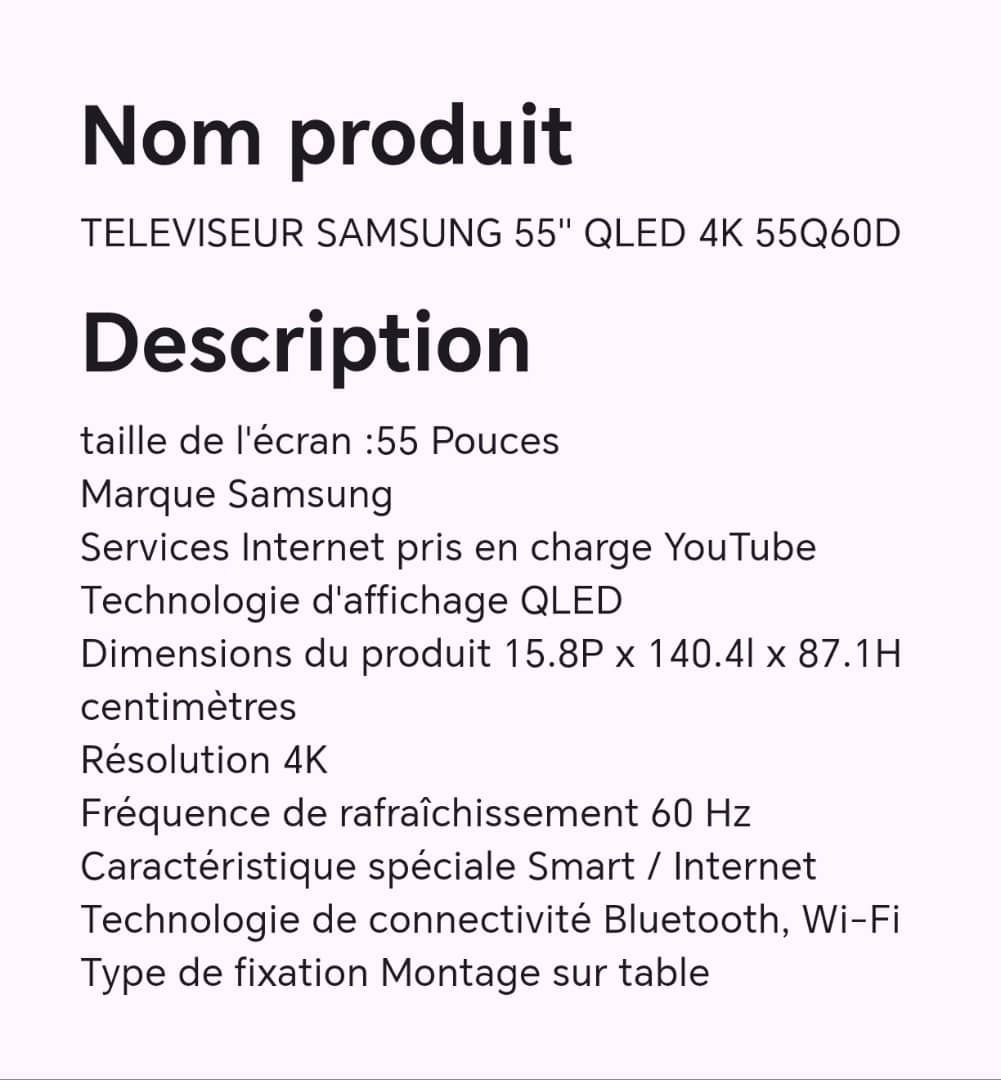 TELEVISEUR SAMSUNG 55" QLED 55Q60D TELEVISEUR SAMSUNG 55" QLED 55Q60D