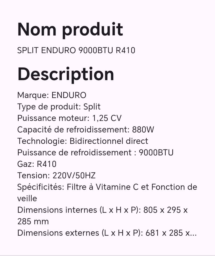 SPLIT ENDURO 9000BTU R410 SPLIT ENDURO 9000BTU R410