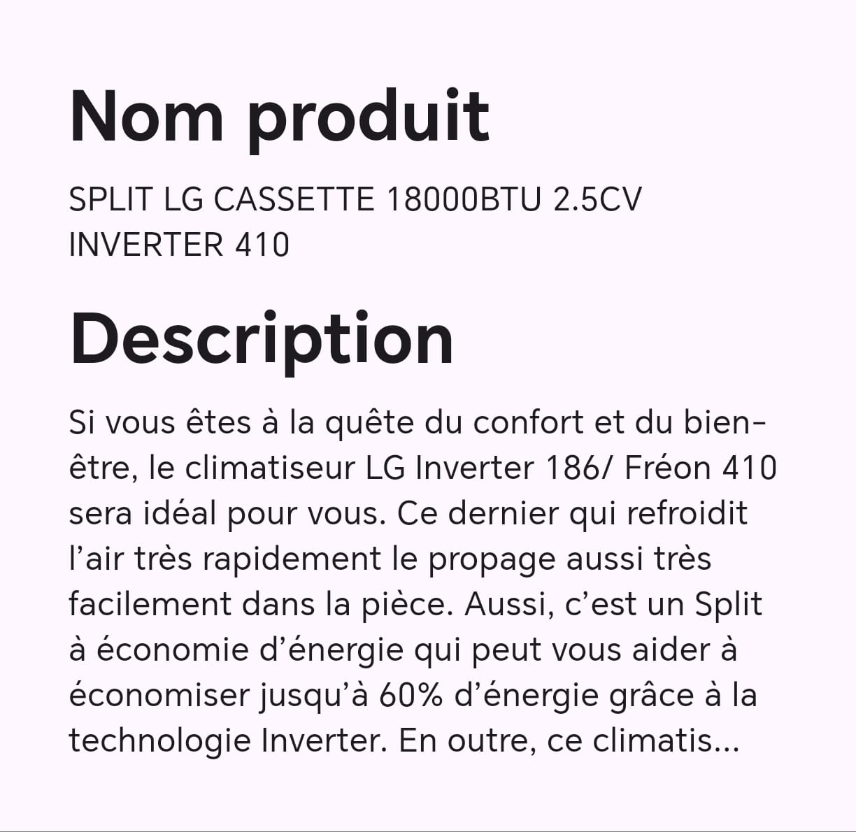 SPLIT LG CASSETTE 18000BTU 2.5CV INVERTER 410 SPLIT LG CASSETTE 18000BTU 2.5CV INVERTER 410
