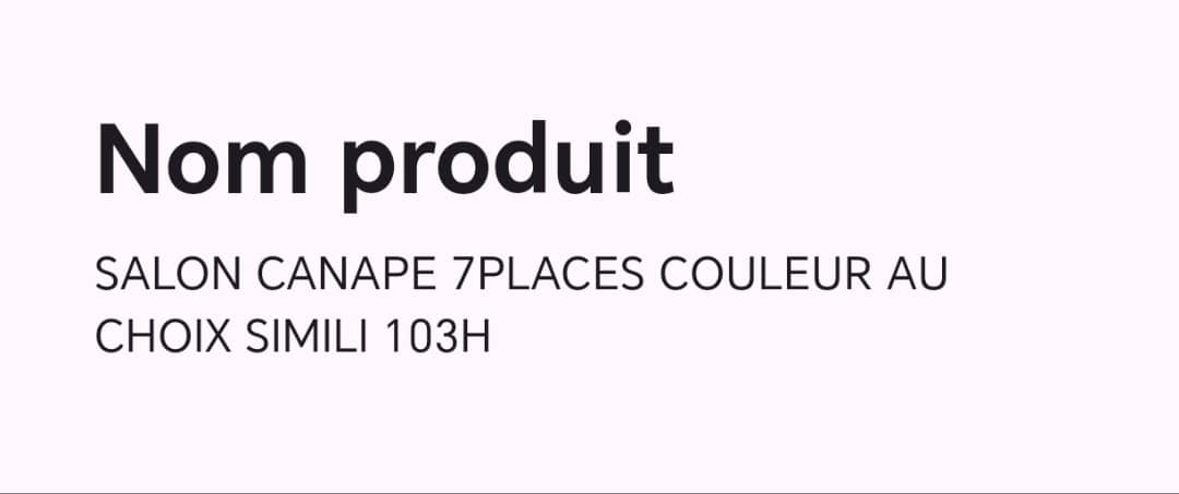 SALON CANAPE 7PLACES COULEUR AU CHOIX SIMILI 103H SALON CANAPE 7PLACES COULEUR AU CHOIX SIMILI 103H