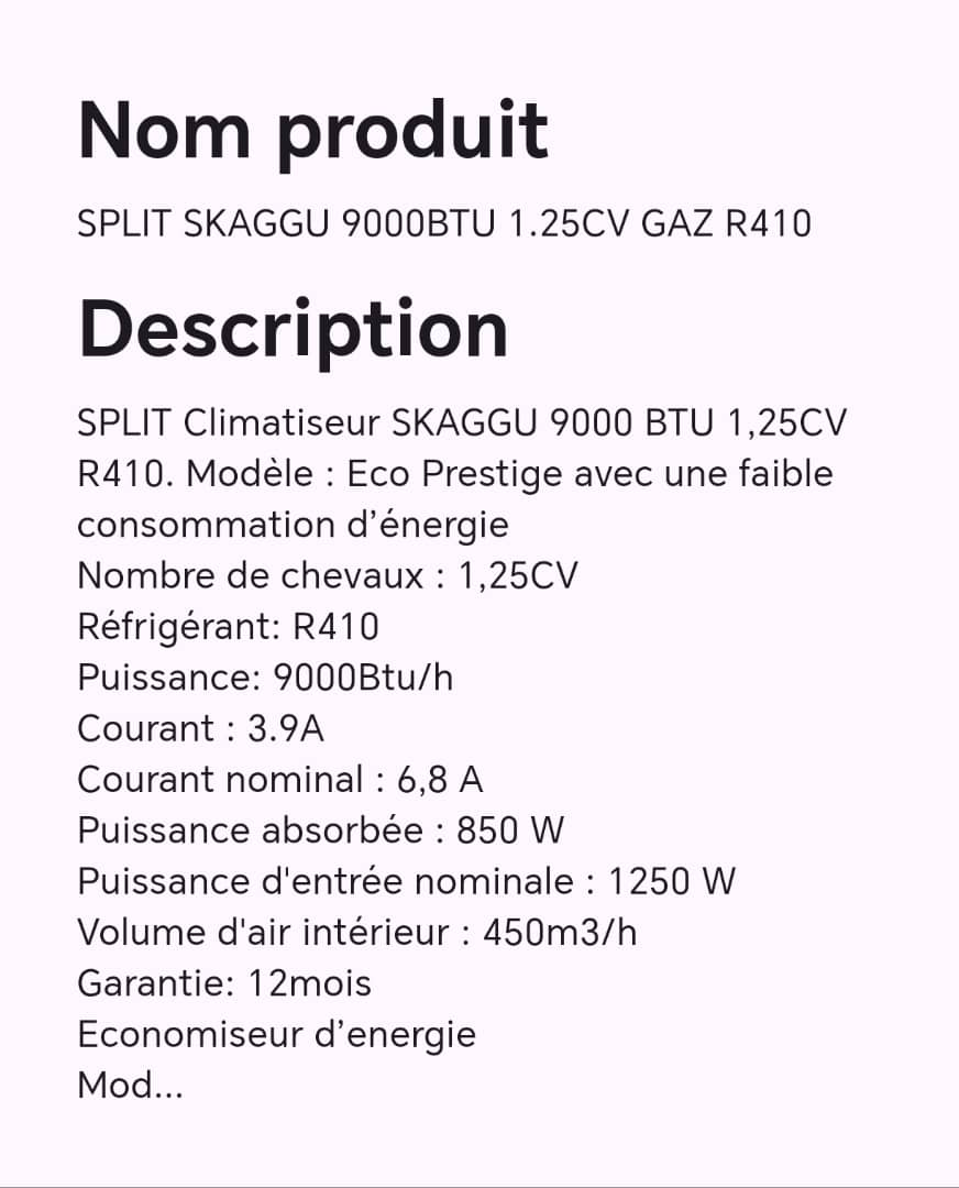 SPLIT SKAGGU 9000BTU 1.25CV GAZ R410 SPLIT SKAGGU 9000BTU 1.25CV GAZ R410