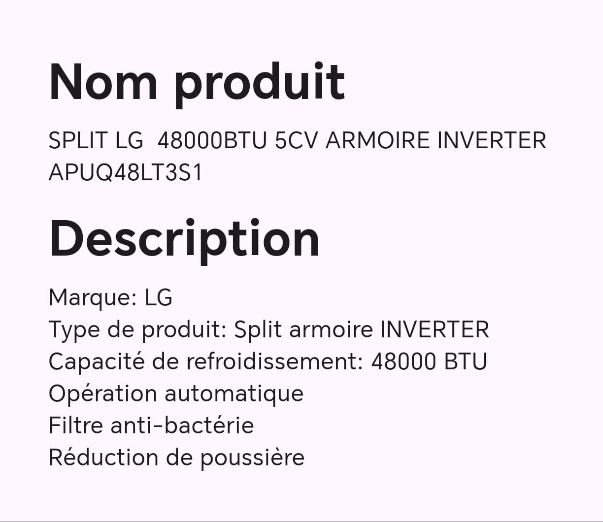 SPLIT LG 48000BTU 5CV ARMOIRE INVERTER APUQ48LT3S1 SPLIT LG 48000BTU 5CV ARMOIRE INVERTER APUQ48LT3S1