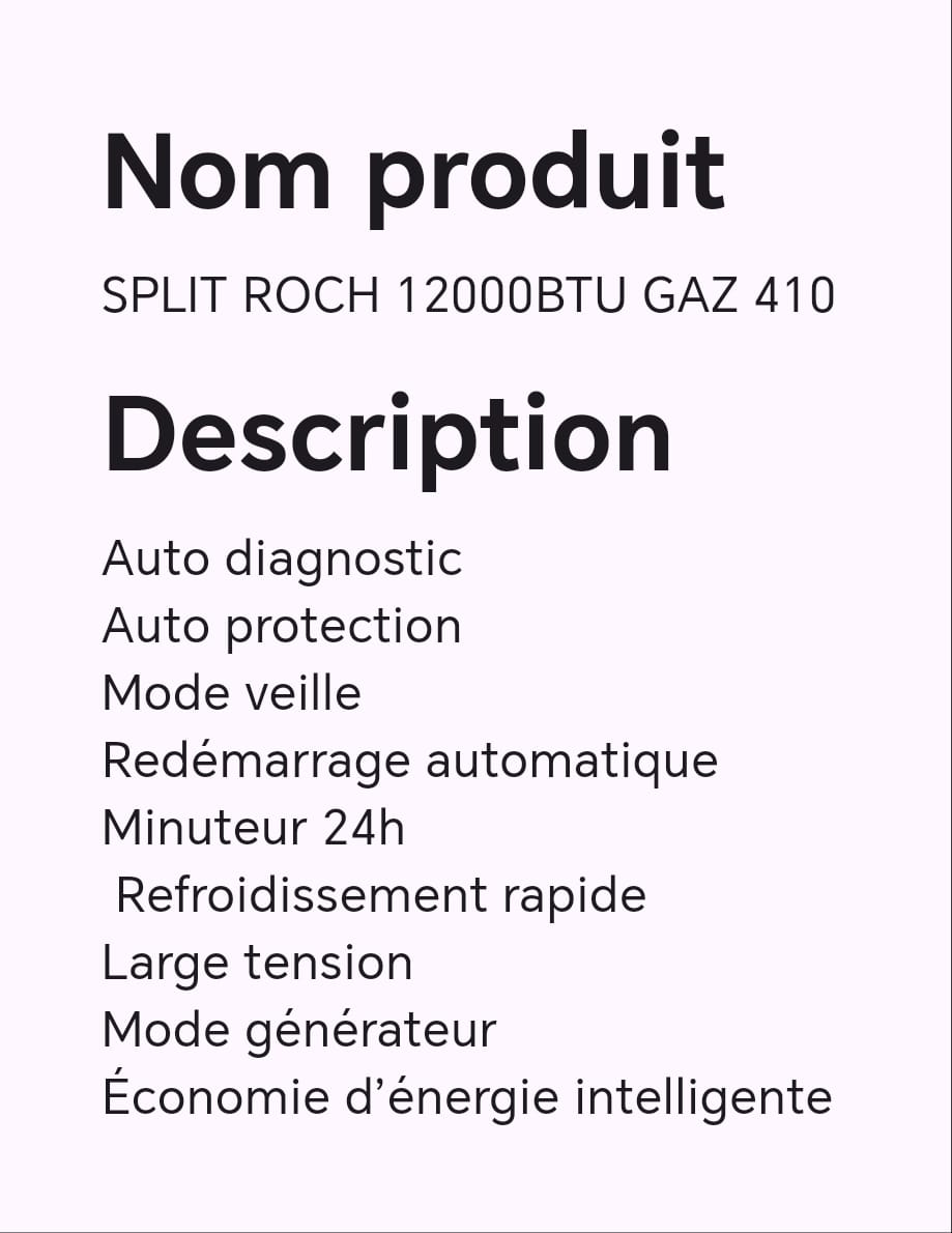 SPLIT ROCH 12000BTU GAZ 410 SPLIT ROCH 12000BTU GAZ 410