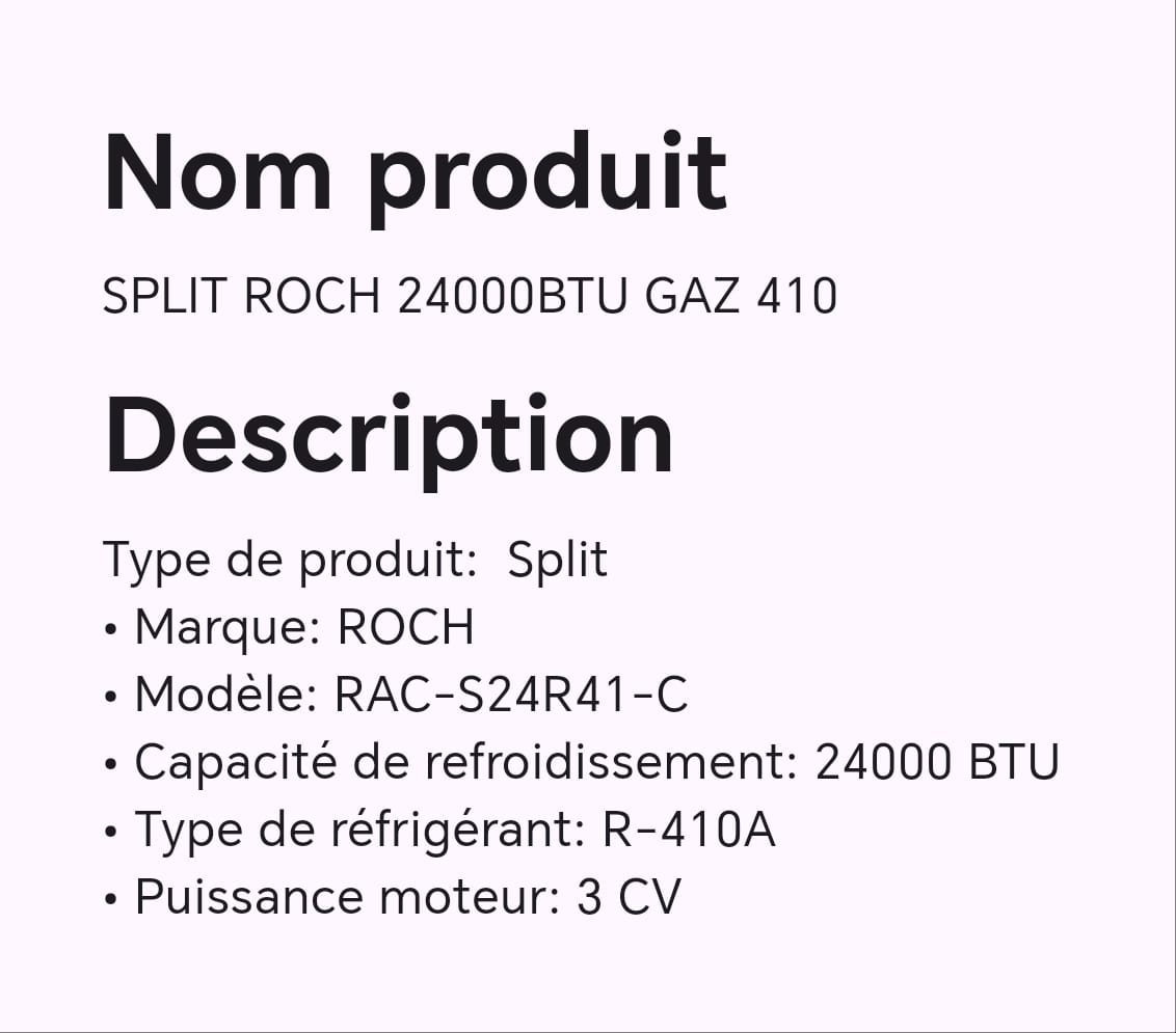 SPLIT ROCH 24000BTU GAZ 410 SPLIT ROCH 24000BTU GAZ 410