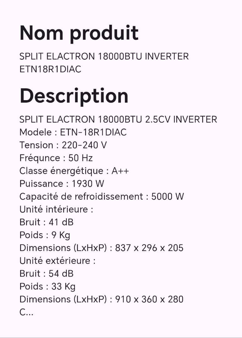 SPLIT ELACTRON 18000BTU INVERTER ETN18R1DIAC SPLIT ELACTRON 18000BTU INVERTER ETN18R1DIAC