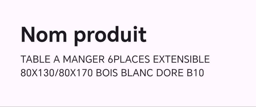 TABLE A MANGER 6PLACES EXTENSIBLE 80X130/80X170 BOIS BLANC DORE B10 TABLE A MANGER 6PLACES EXTENSIBLE 80X130/80X170 BOIS BLANC DORE B10