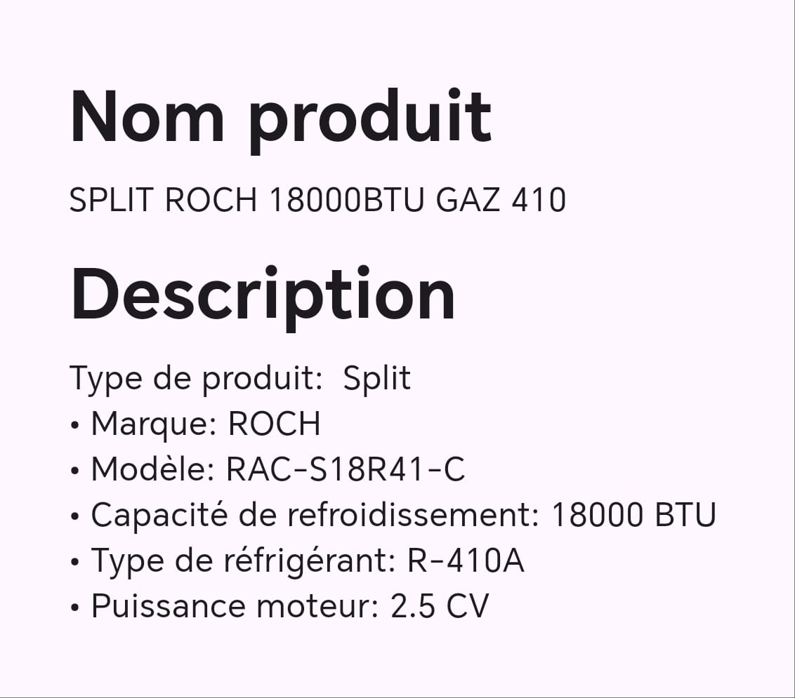 SPLIT ROCH 18000BTU GAZ 410 SPLIT ROCH 18000BTU GAZ 410
